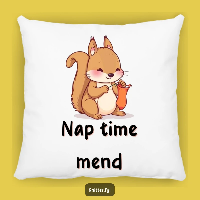 Funny Squirrel Mending Pillow - Cozy & Hilarious Fixer's Accent
