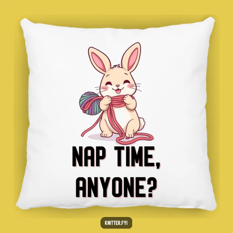 Funny Rabbit Pillow: Cozy Cushion with a Happy Hare Unraveling Yarn, Accent Decor