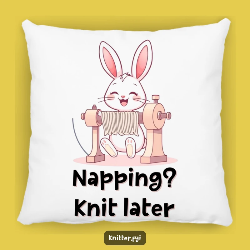 Funny Bunny Knitting Pillow: Cozy Comfort with a Grin