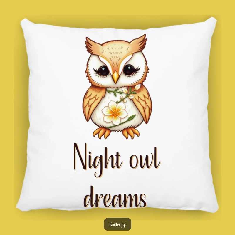 Funny Owl Pillow: Cozy Embroidery Cushion, Accent Decor Gift