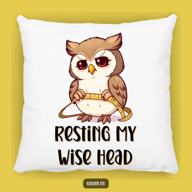 Funny Owl Measuring Fabric Pillow - Cozy Sewing Decor Humor Gift