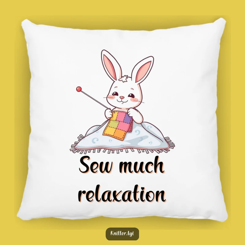 Funny Rabbit Sewing Patch Pillow - Cozy Craft Decor Humor Gift