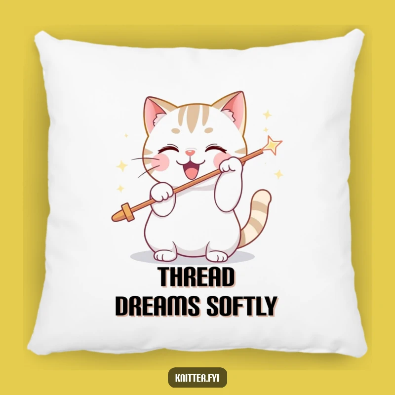 Funny Cat Threading Needle Pillow - Cozy Pet Decor Humor Gift