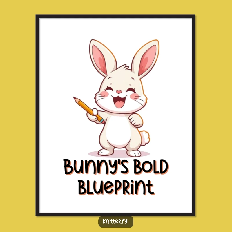 Funny Bunny Artist Digital Print: Printable Rabbit Art, Instant Download Gift