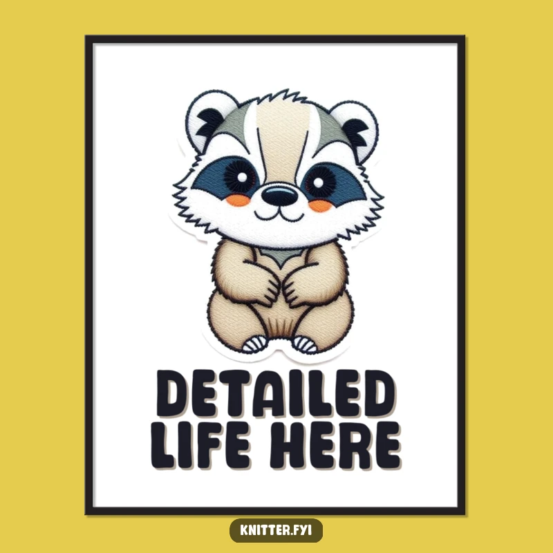 Funny Badger Embroidery Digital Art: Hilarious Badger Print