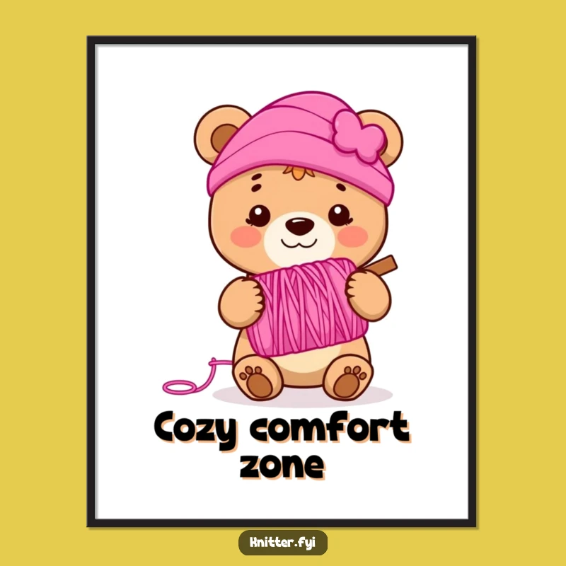 Funny Bear Cub Yarn Digital Art - Instant Whimsy and Humorous Gift