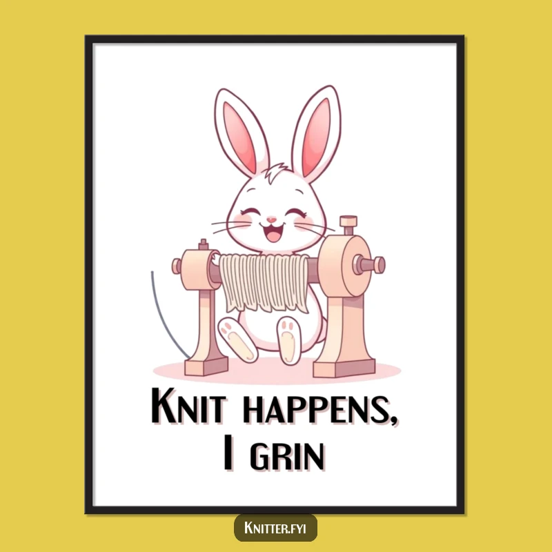 Funny Bunny Knitting Digital Art: Instant Joy for Walls