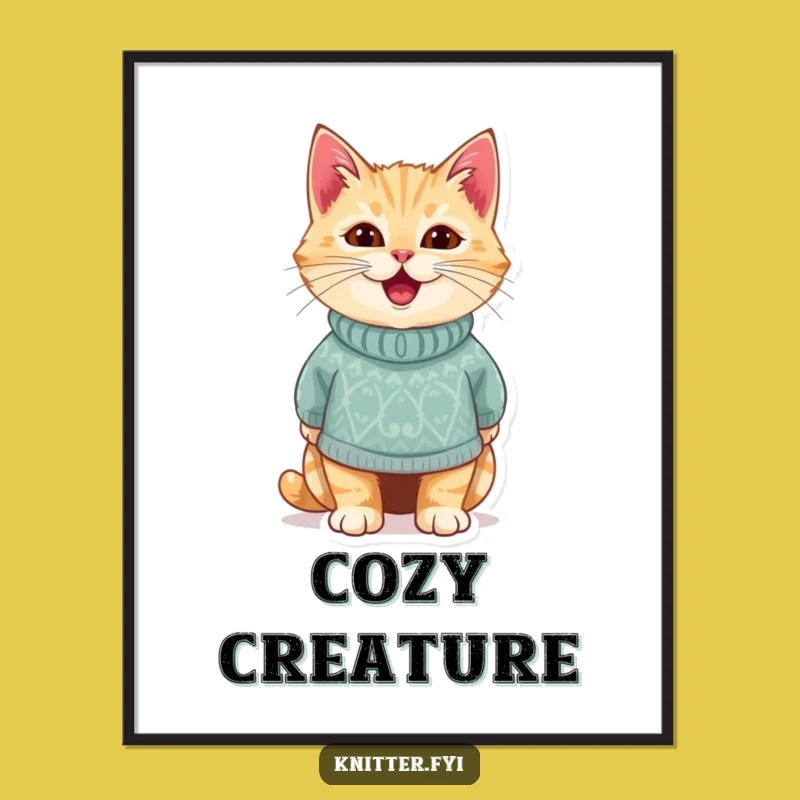 Funny Cat Sweater Digital Art - Cozy Feline Charm, Instant Funny Gift!