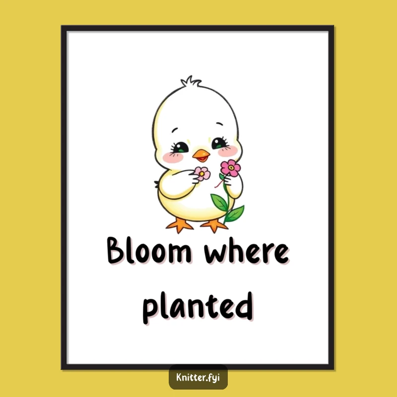 Funny Chick Embroidery Digital Art: Sweet Bird Stitching Flower, Perfect Funny Gift