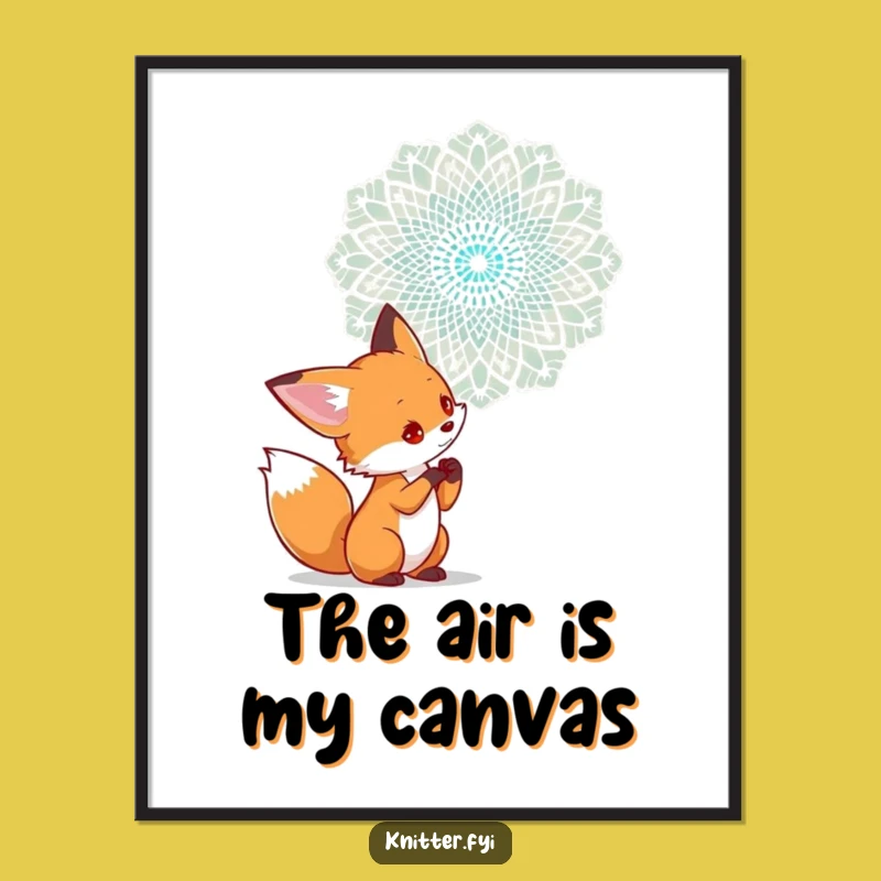 Funny Fox Examining Lace Digital Art - Instant Intricate Decor Gift