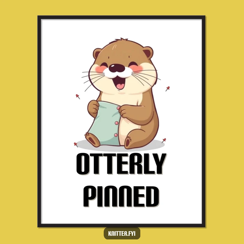 Funny Otter Crafting Digital Print - Excited Pinner Art, Instant Funny Gift Download