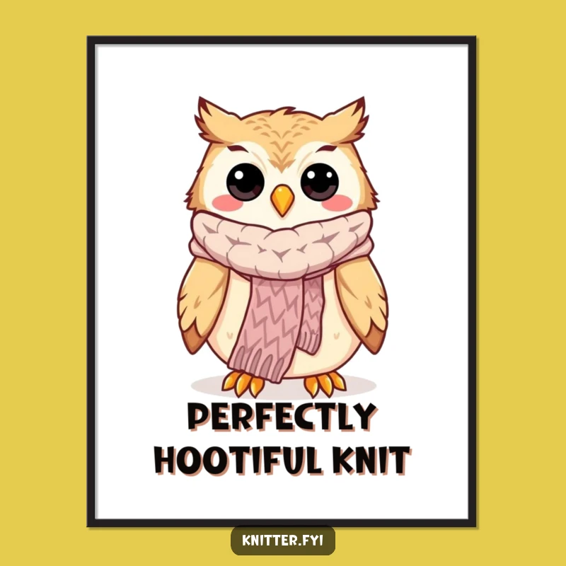 Funny Owl Knitting Digital Print: Printable Bird Art, Instant Download Gift