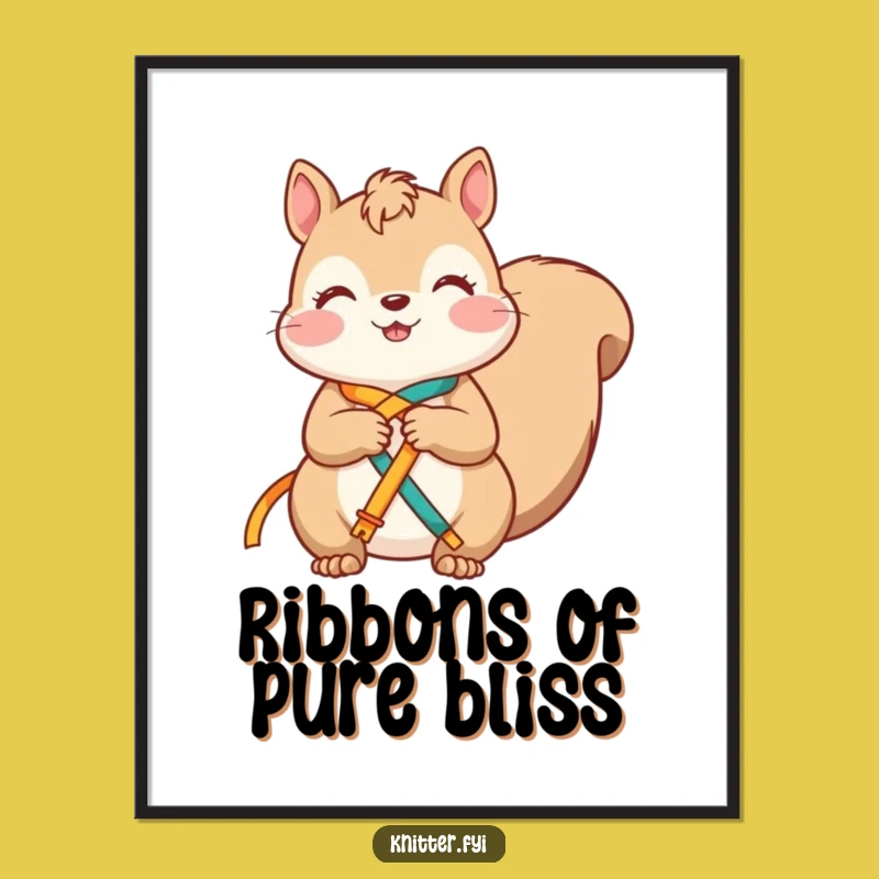 Funny Squirrel Digital Art: Instant Ribbon Knotting Decor