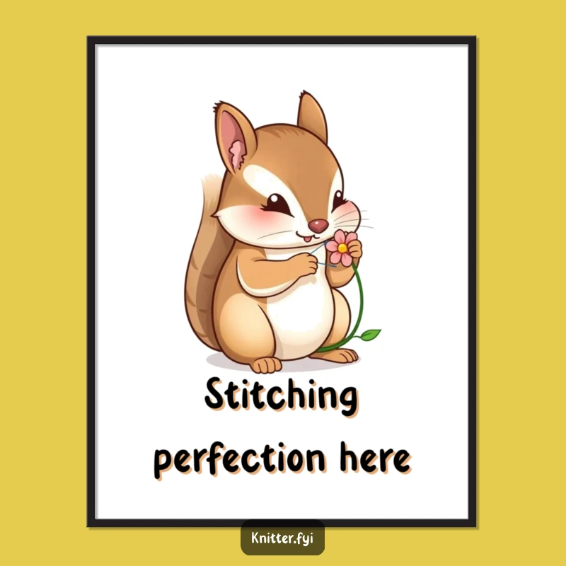 Funny Squirrel Stitching Digital Print: A Hilarious Gift for Art Lovers and Home Decor