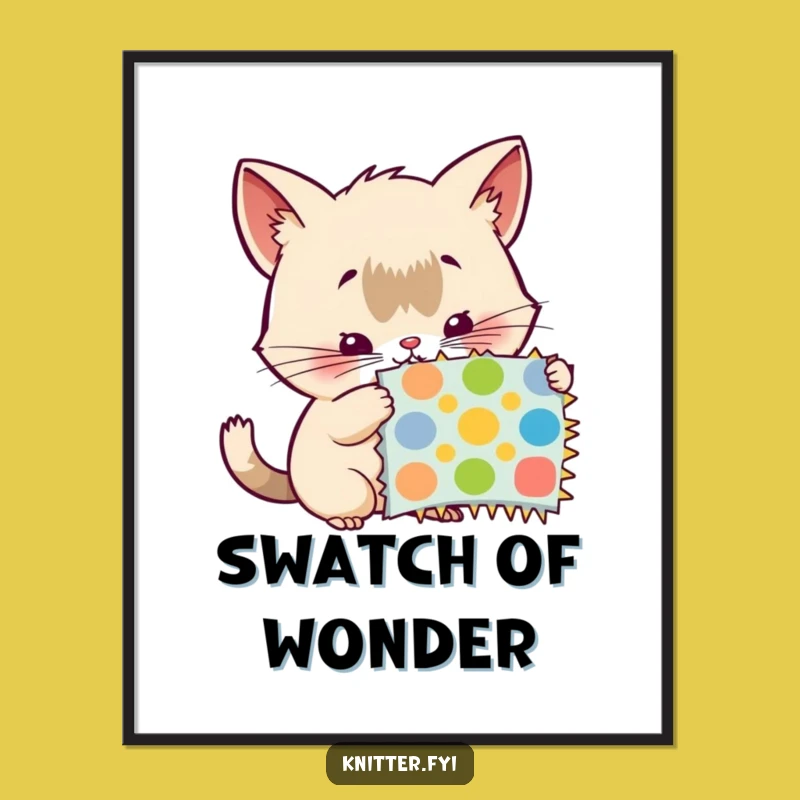 Funny Digital Art Print: Curious Creature Examines Swatch, Instant Artistic Decor!
