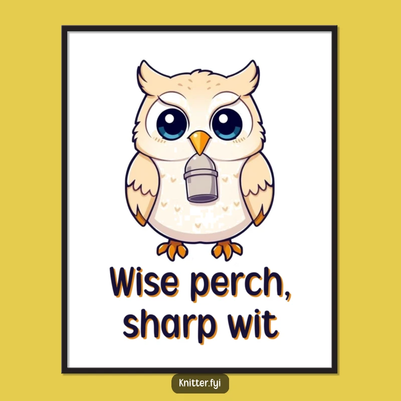 Funny Owl Thimble Beak Digital Art - Instant Whimsy and Humorous Gift