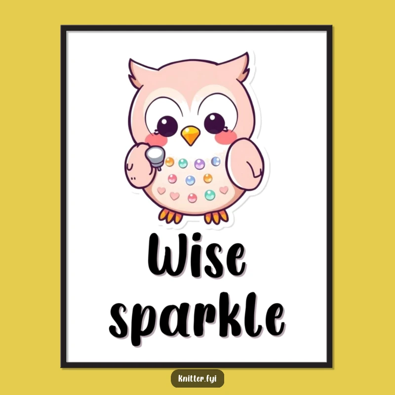 Funny Kawaii Owl Digital Art: Thimble Crafting Joy - Instant Hilarious Gift