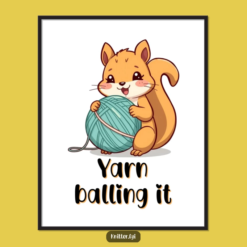 Funny Squirrel Yarn Digital Art: Instant Whimsy for Your Walls