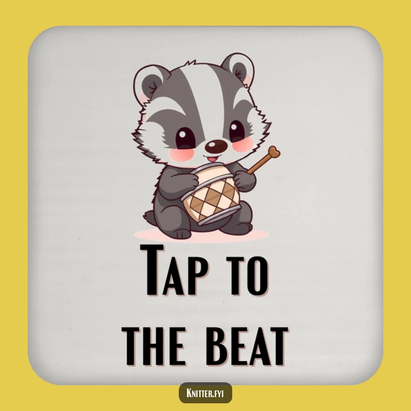 Funny Badger Drummer Coasters: Protect Surfaces with Mischievous Music Art, Set of 4
