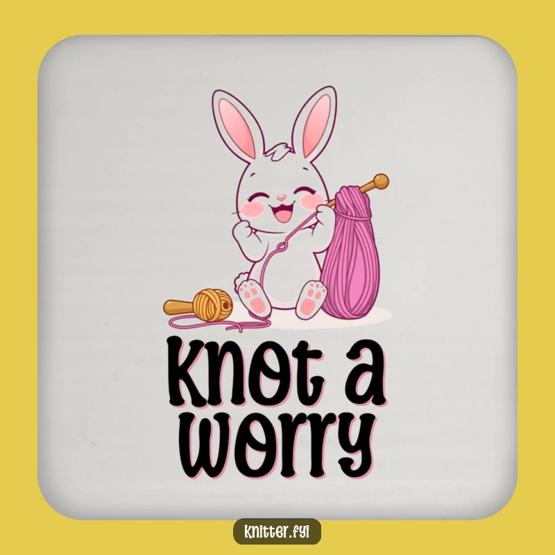 Funny Bunny Drink Coaster: Joyful Yarn Threading, Protect Surfaces Gift