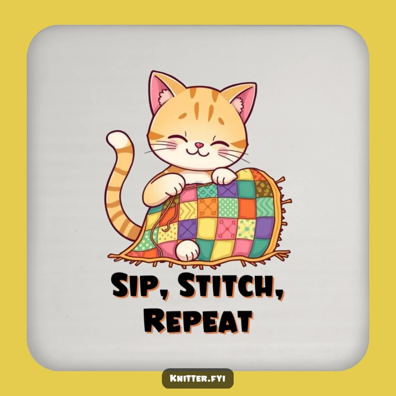 Funny Cat Quilting Coaster: Protect Surfaces with Charm
