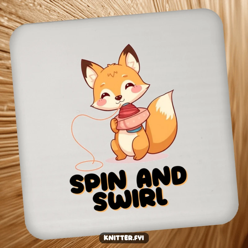 Funny fox coaster, playfully spinning thread, a charming and humorous accessory.