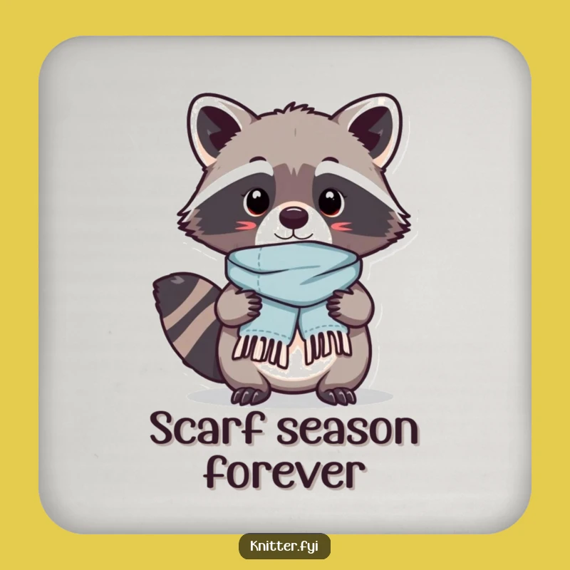 Funny Kawaii Raccoon Drink Coaster: Scarf Crafting Protector - Hilarious Gift Set