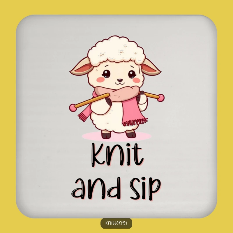 Funny Sheep Knitting Drink Coaster - Hilarious Crafter's Table Protection