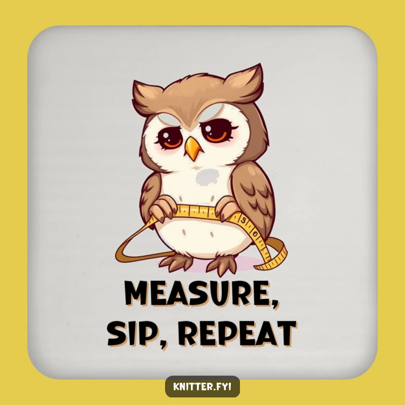 Funny Owl Measuring Fabric Coaster - Drink Protector Sewing Gift