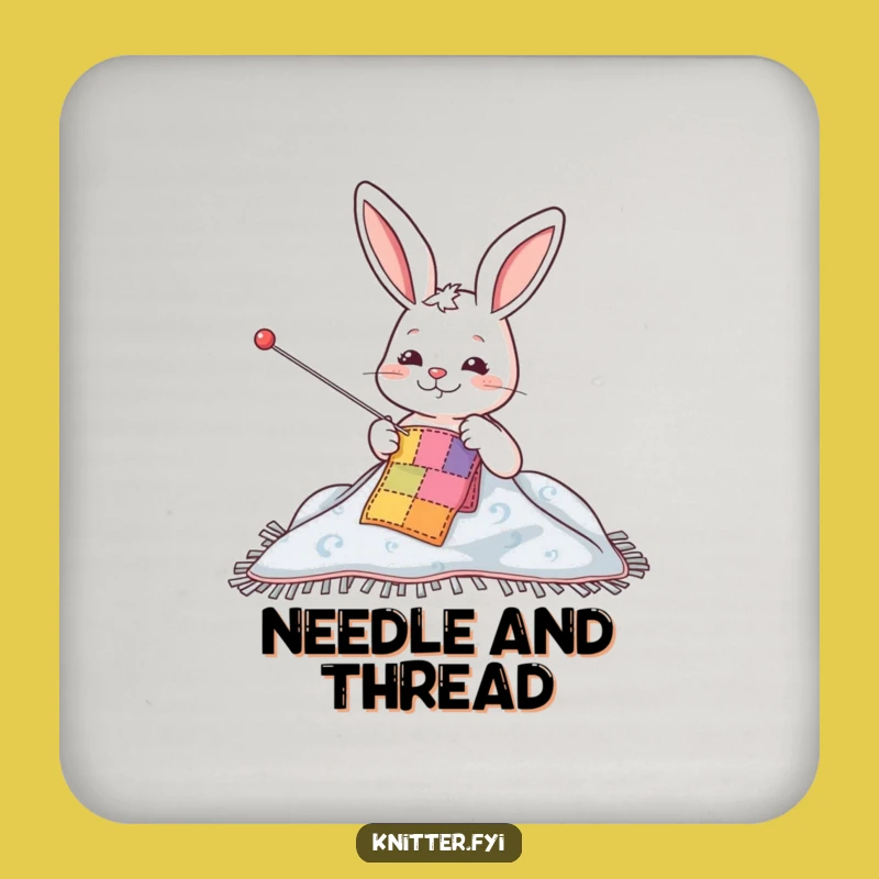 Funny Rabbit Sewing Patch Coaster - Drink Protector Craft Gift