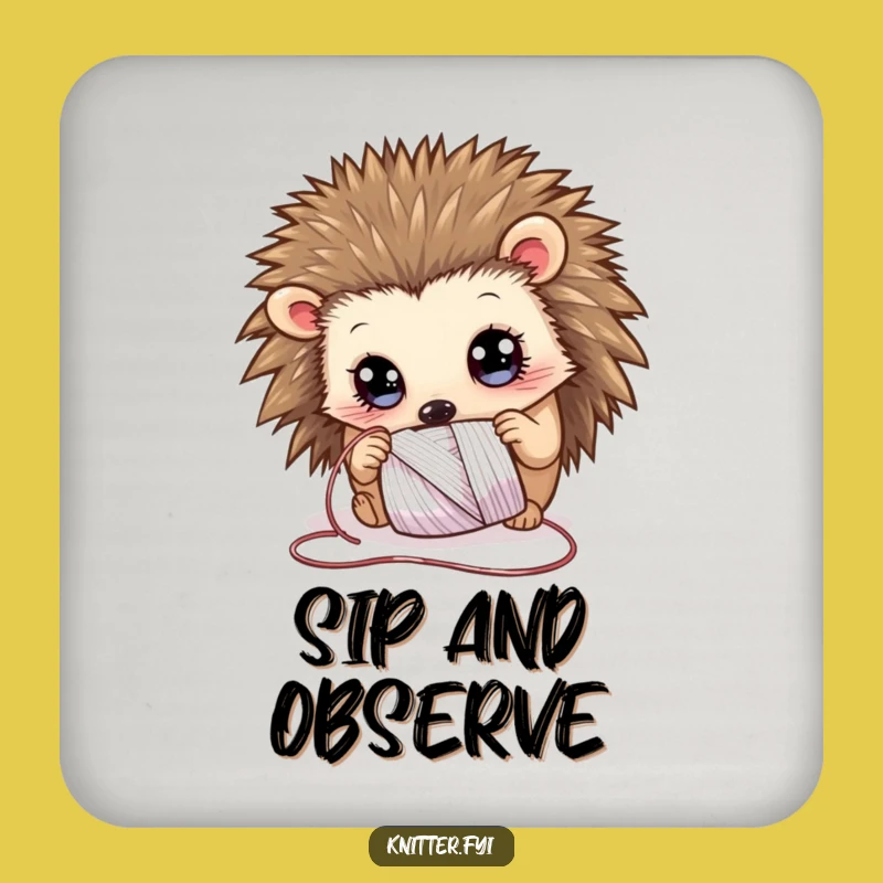 Funny Hedgehog Thread Drink Coaster: Protect Surfaces with Critter Fun, Great Funny Gift