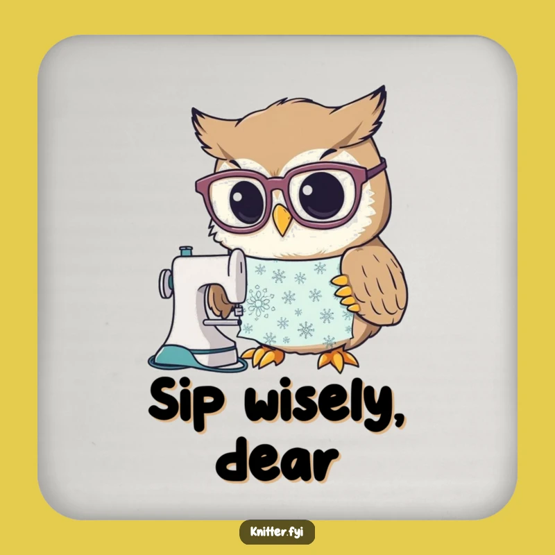 Funny Owl Drink Coaster: Curious Pattern Study, Protect Surfaces Gift