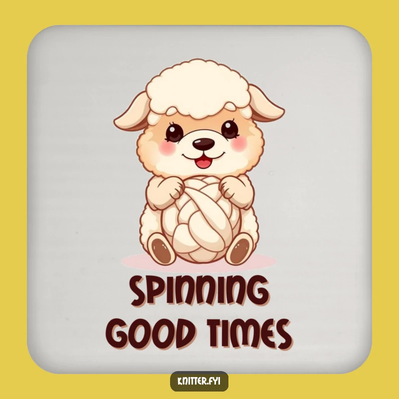 Funny Sheepdog Wool Coaster: Cute Dog Spinning Yarn, Perfect Small Funny Gift