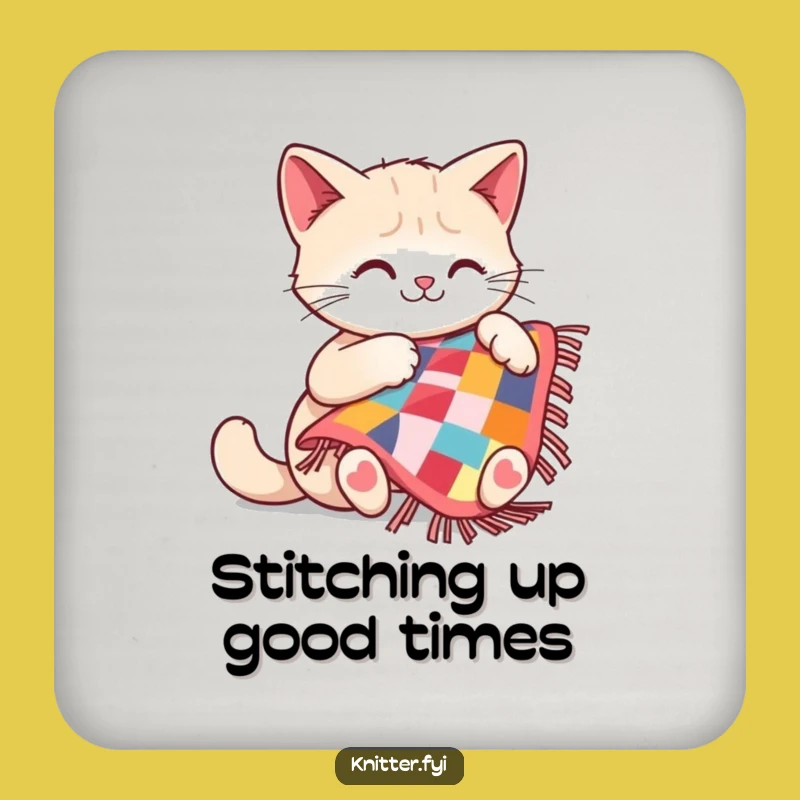 Funny Cat Quilting Coasters: Protect Surfaces with a Happy Sewing Feline, Cute Funny Gift