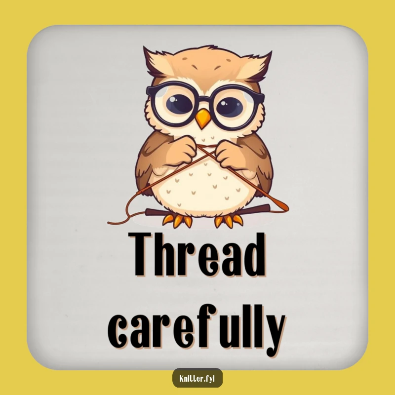 Funny Owl Sewing Coaster: Charming Spectacled Owl Threading Needle Protector