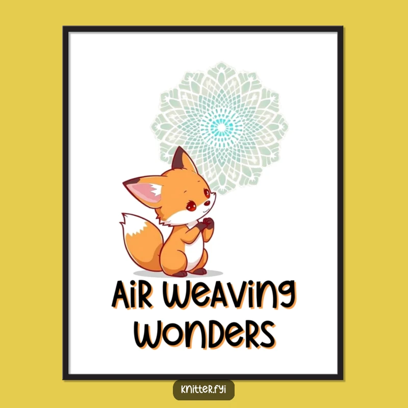 Funny Fox Examining Lace Poster - Intricate Art Print Gift
