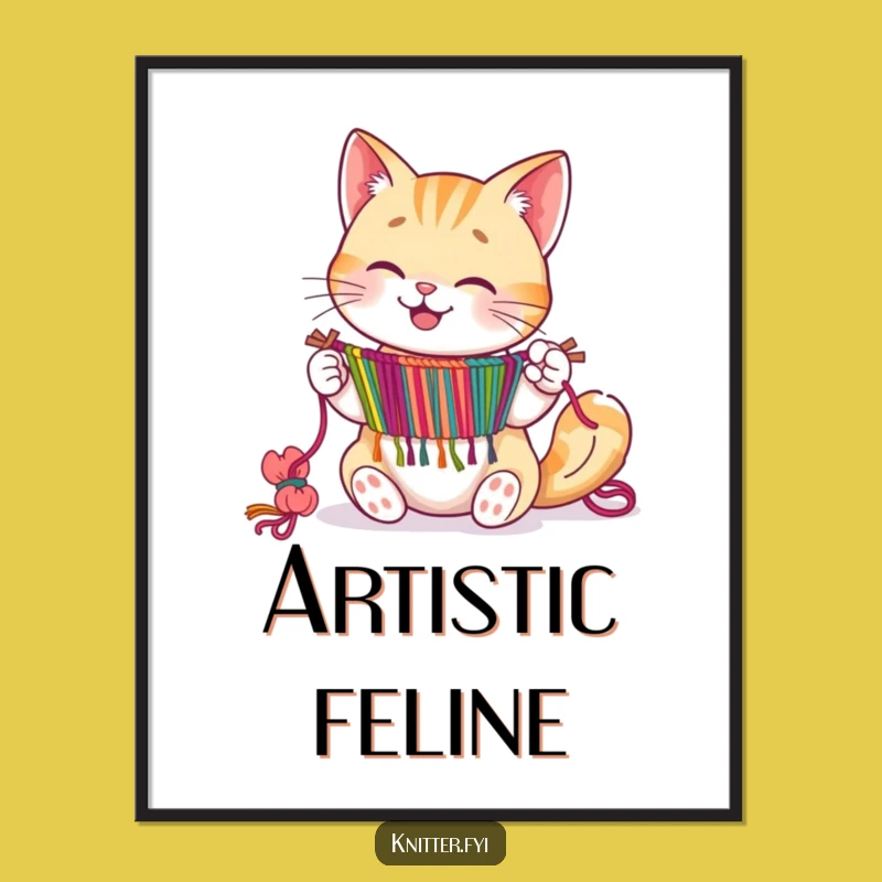 Funny Cat Weaver Poster - Artistic Feline Wall Decor