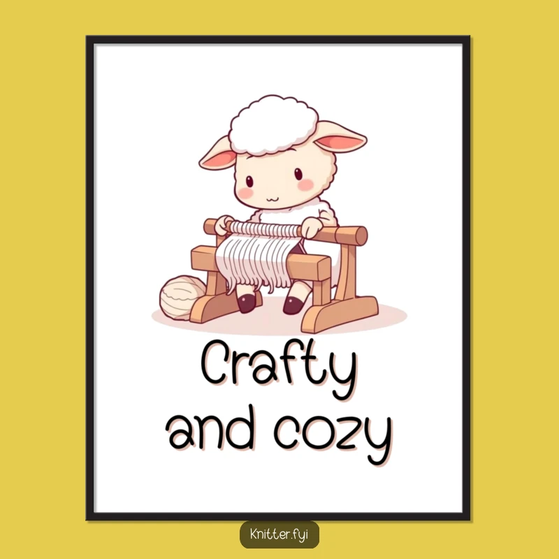 Funny Sheep Knitting Loom Poster - Charming Craft Decor