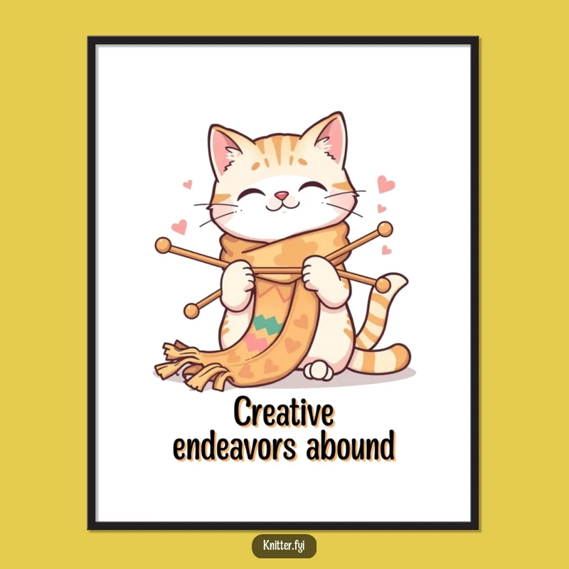 Funny Cat Knitting Poster - Adorn Your Walls with This Hilarious Crafty Feline Artwork
