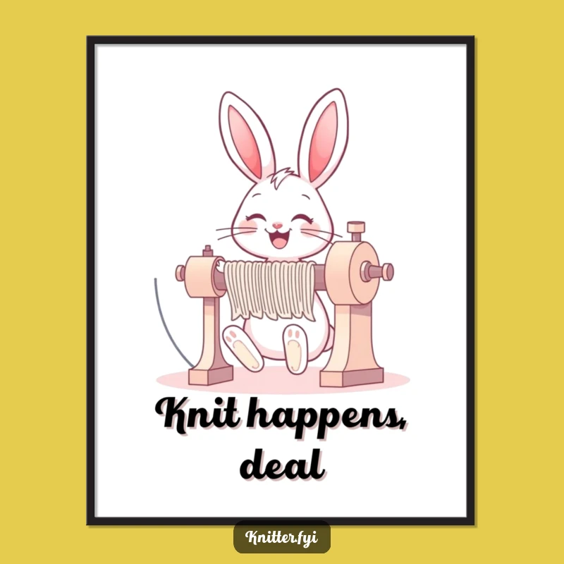Funny Bunny Knitting Poster: Adorable Wall Art