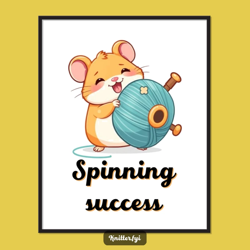 Funny Kawaii Hamster Spinning Thread Poster, Delightful Wall Art for Crafty Spaces