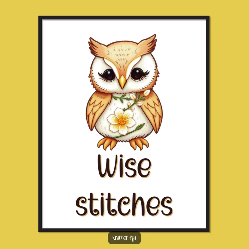 Funny Owl Embroidery Poster: Delicate Floral Art, Home Decor Gift