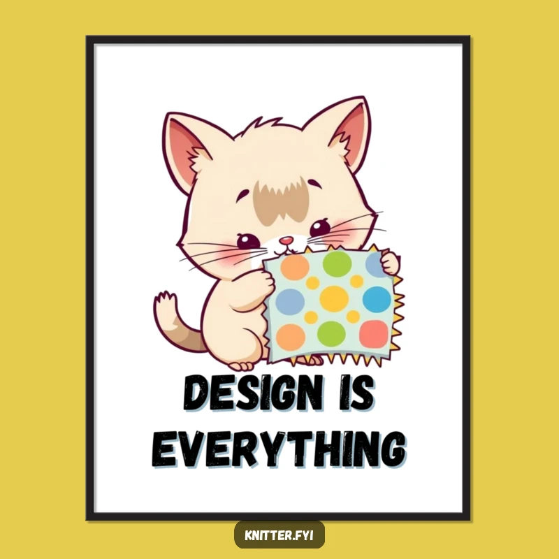 Funny Poster: Curious Creature Examines Swatch, Artistic Wall Art Gift!