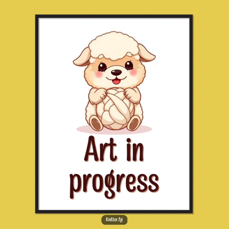Funny Sheepdog Wool Poster: Adorable Dog Spinning Yarn Art, Perfect Crafty Funny Gift