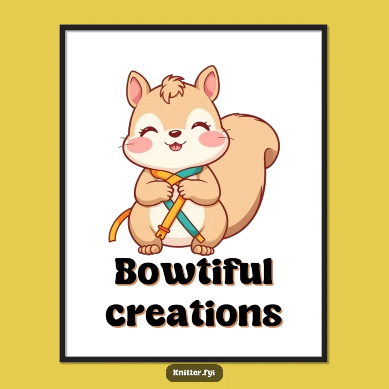 Funny Squirrel Ribbon Poster: Whimsical Art for Your Space