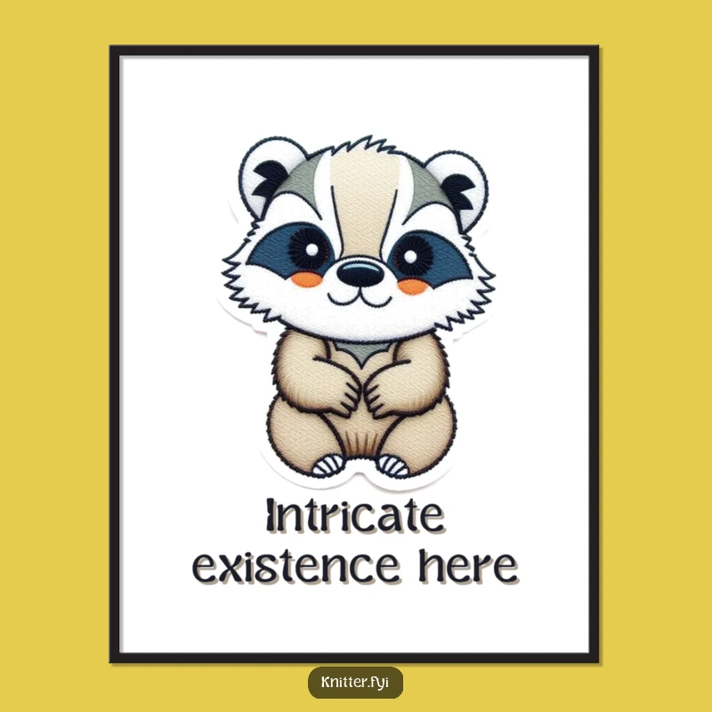 Funny Badger Embroidery Poster: Hilarious Badger Art for Walls