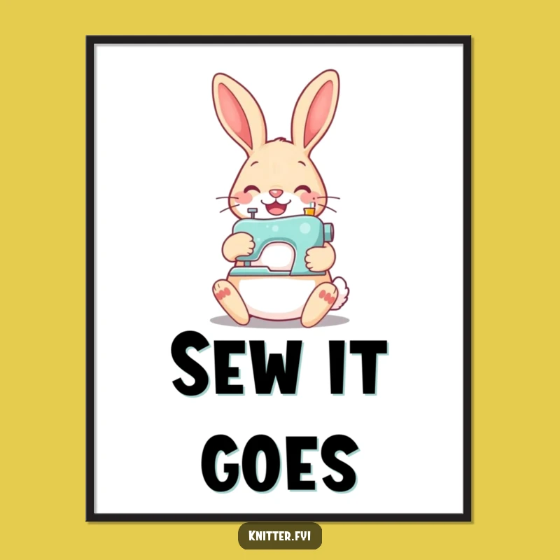 Funny Rabbit Sewing Poster - Hilarious Wall Art for Crafters