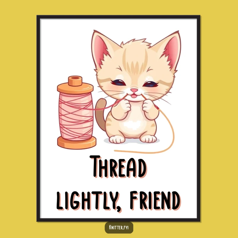 Funny Kitten Sewing Poster: Playful Cat Art, Adorable Wall Decor, Great Gift