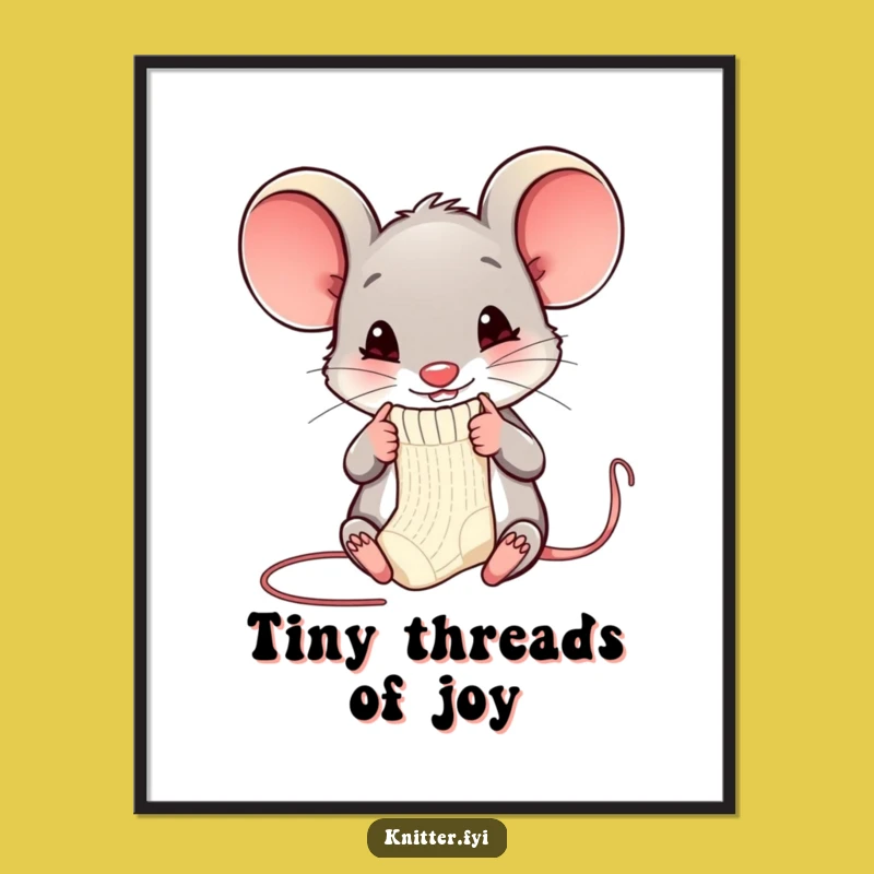 Funny Mouse Knitting Poster: Hilarious Mouse Art for Walls