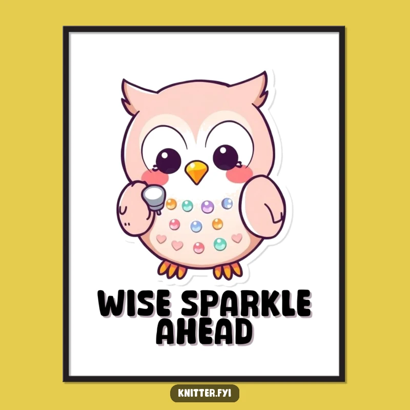 Funny Kawaii Owl Poster: Thimble Crafting Art - Hilarious Wall Decor Gift